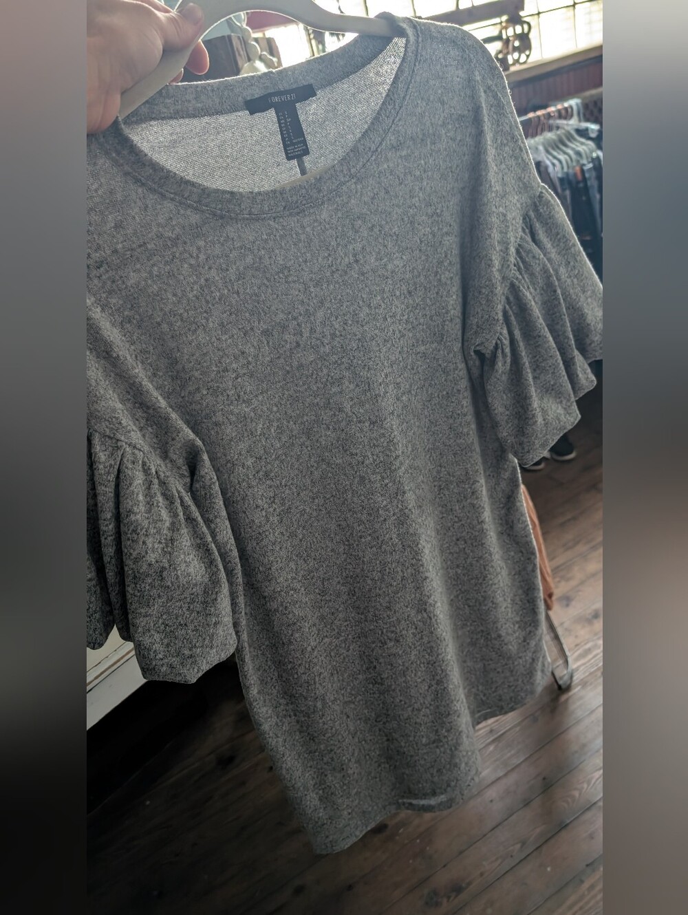 Forever 21 Grey Puff-Sleeve Tunic Top/Dress